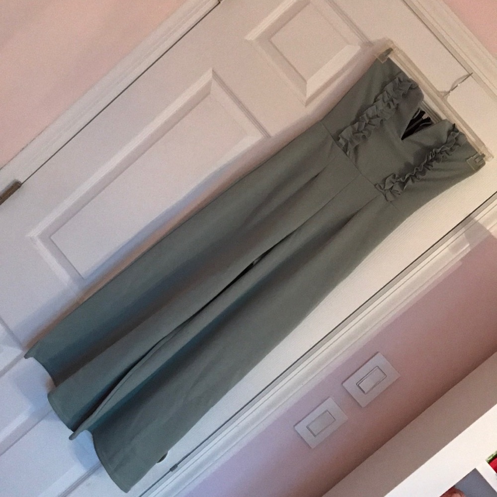 Brand new never worn sage green strapless jumpsuit